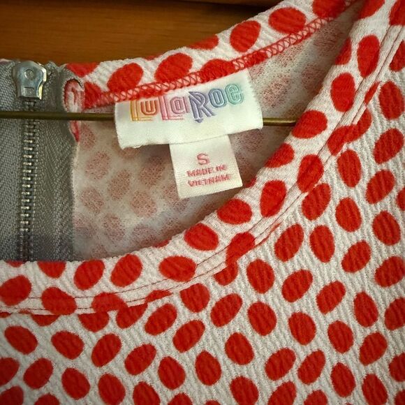 LuLaRoe Red and White Polka Dot Amelia Dress - Picture 3 of 4